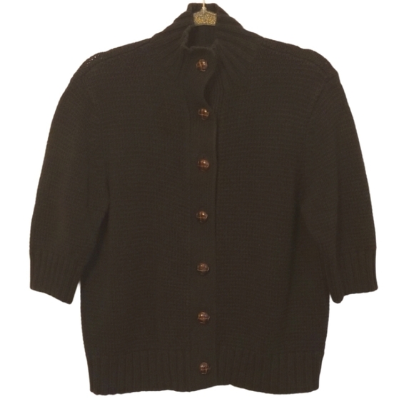 Chaps | Women's Black Wooden Button Cableknit Cardigan (Size XL Petite) - Picture 1 of 13